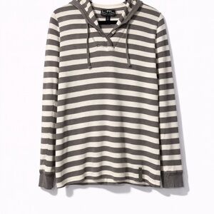 Lauren Active-Ralph Lauren Striped Hoodie in Gray and White